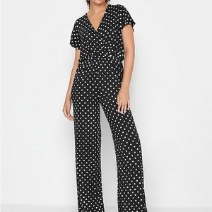 Chaus Black and White Polka Dot Jumpsuit